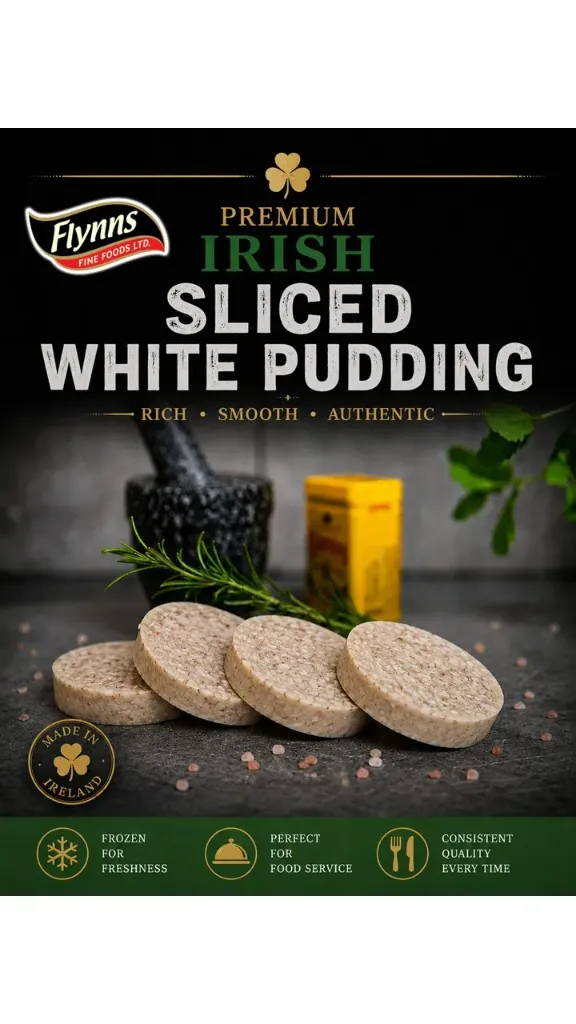 Flynns Sliced White Pudding 3kg (Single Unit)